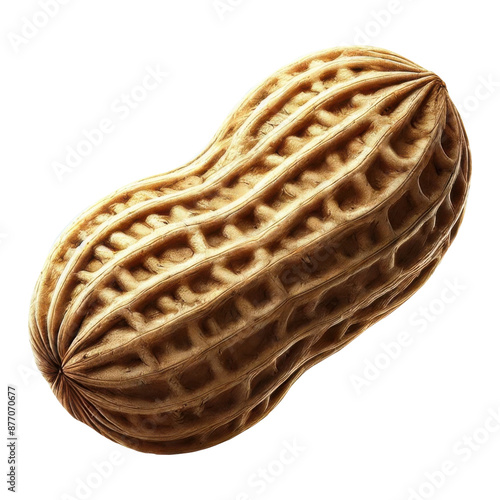 A beautifully textured peanut, isolated on a transparent background.