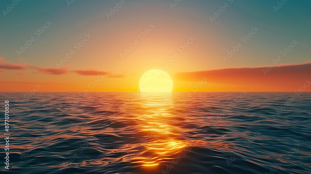 Beautiful sunset over the blue ocean Beautiful sunset over the blue ocean