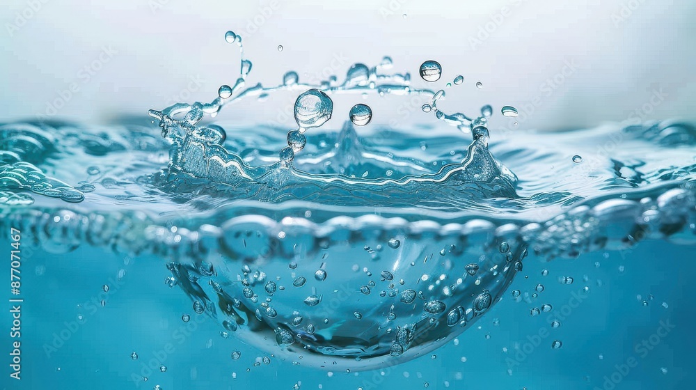 This image captures the intricate droplets from a water splash in mid-air, highlighting the elegance of water in motion. The clear blue tones evoke a sense of calm and freshness. This image captures the intricate droplets from a water splash in mid-air, highlighting the elegance of water in motion. The clear blue tones evoke a sense of calm and freshness.
