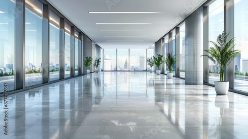 Empty office open space interior. Business conference company background