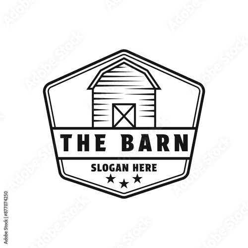 barn farm logo design concept vintage retro label badge