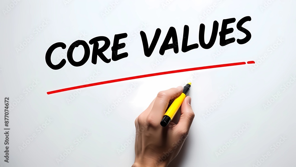 Hand Writing Core Values on Whiteboard with Red Underline
Hand Writing Core Values on Whiteboard with Red Underline