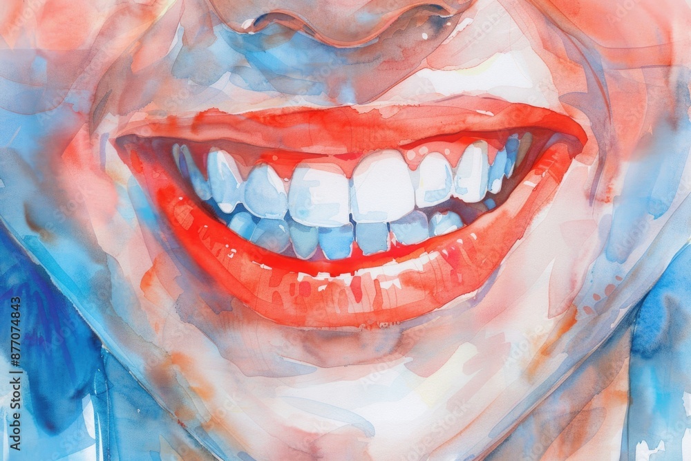 Naklejka premium A photo of a person's face with a happy smile, useful for illustrating articles or blog posts about positive emotions and human expressions