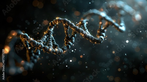 DNA molecule structure on dark background. Medical science and technology