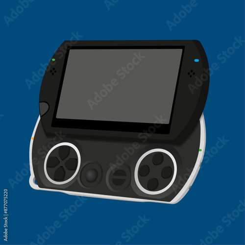 black portable video game with sliding screen