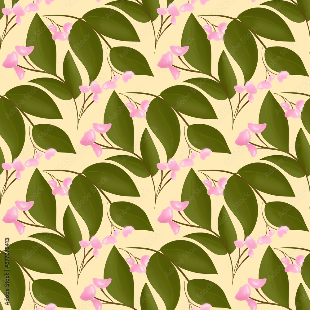 Seamless print leafs and little flowers Seamless print leafs and little flowers