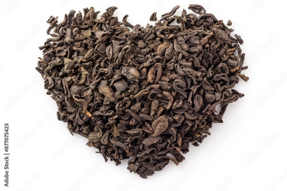 A unique arrangement of dried coffee beans forming the shape of a heart A unique arrangement of dried coffee beans forming the shape of a heart