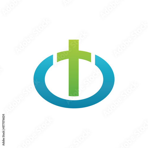 Circle Church Cross logo vector design template