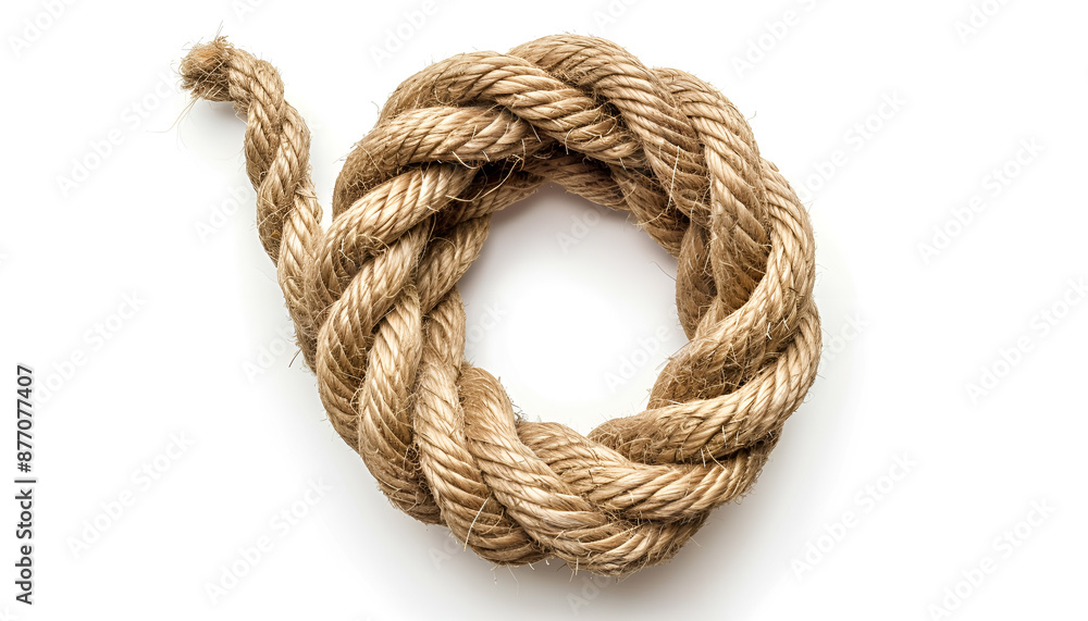 Obraz premium Hemp rope isolated on white, top view