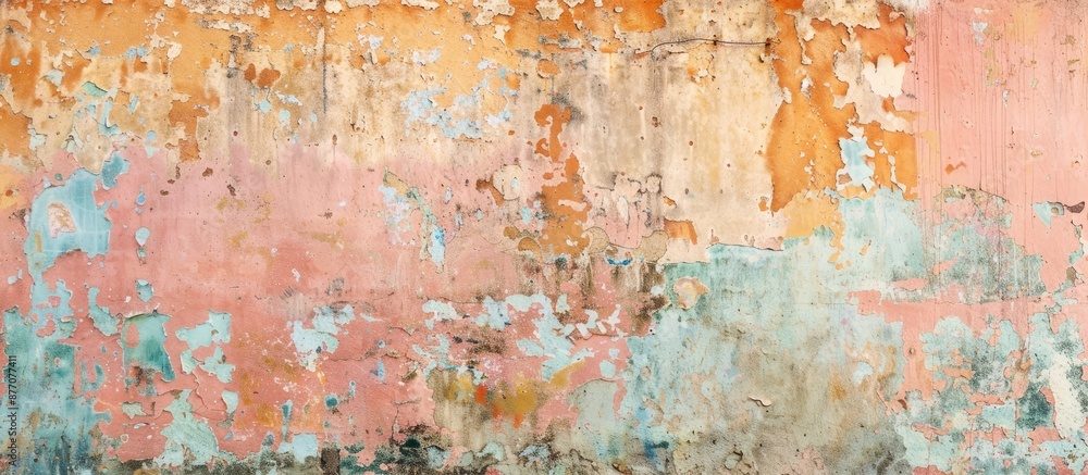A weathered wall with worn paint and copy space image. A weathered wall with worn paint and copy space image.
