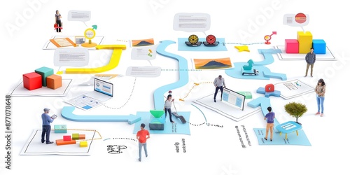 group of people, Customer Journey Mapping A team mapping out the customer journey and analyzing touchpoints to improve overall customer experience and engagement. 