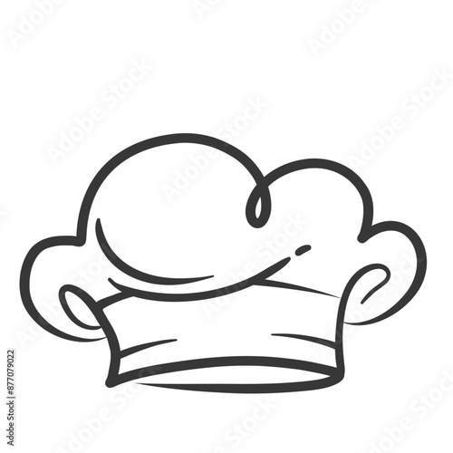 Chef hat hand drawn icon, contour catering service symbol. Funny toque for head of professional chef or baker. Restaurant, bakery and cooking recipe mascot, cookers cap icon vector illustration