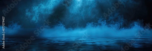 Wallpaper Mural Abstract Dark Blue Background. Stormy Sky with Clouds and Neon Light Reflections Torontodigital.ca