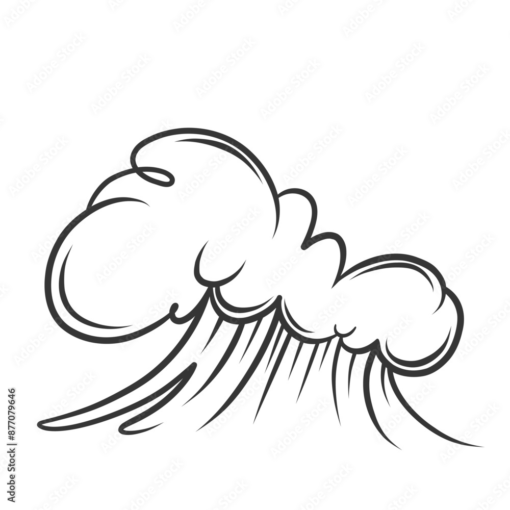 Sea or ocean wave with bubble foam icon, doodle marine tide. Retro simple beach surf due to strong currents and wind. Nature, mascot, hand drawn wave with splashes contour icon vector illustration Sea or ocean wave with bubble foam icon, doodle marine tide. Retro simple beach surf due to strong currents and wind. Nature, mascot, hand drawn wave with splashes contour icon vector illustration