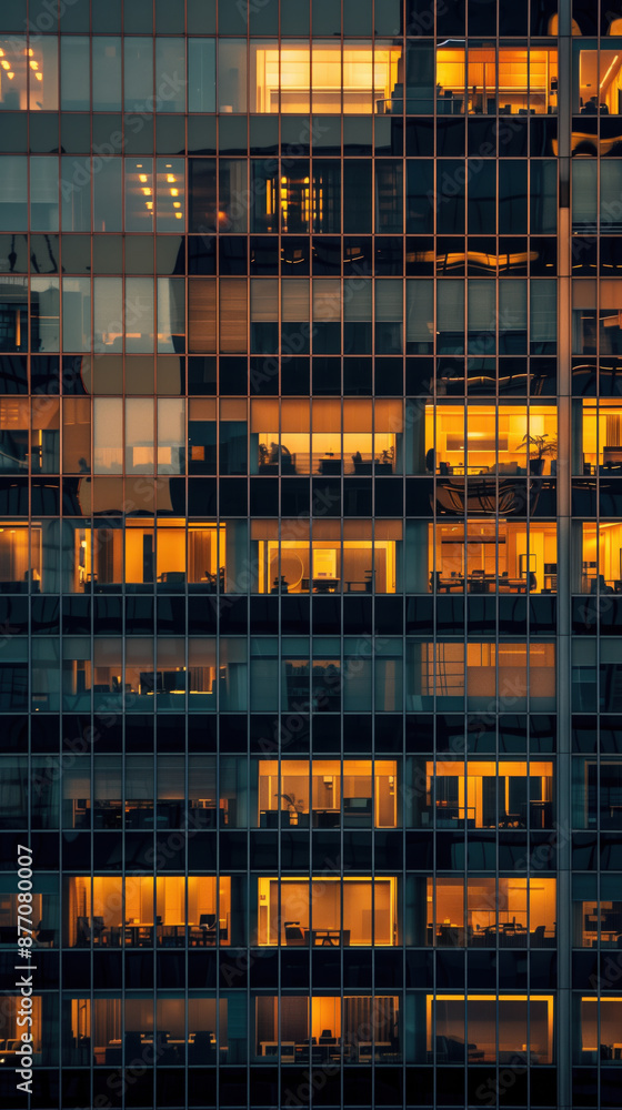 Facade of office building in golden hour Facade of office building in golden hour