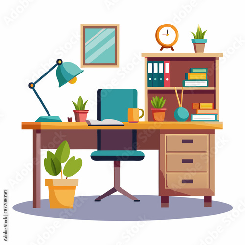 Office working desk with white background 