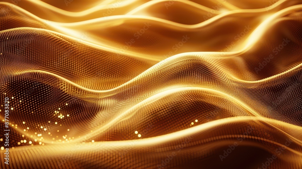 An intricate array of effervescent golden waves featuring delicate dot patterns, embodying a sense of elegance and contemporary artistry, ideal for sophisticated design projects. An intricate array of effervescent golden waves featuring delicate dot patterns, embodying a sense of elegance and contemporary artistry, ideal for sophisticated design projects.