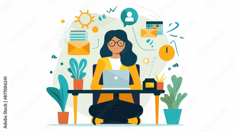 Remote team success, achieving goals through virtual collaboration, flat design illustration Remote team success, achieving goals through virtual collaboration, flat design illustration