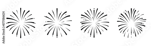 Fireworks firecracker celebration icons set