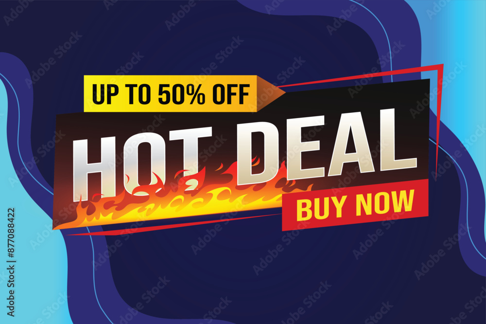 Fototapeta premium Hot deal buy now super sale poster banner graphic design icon logo sign symbol social media website coupon