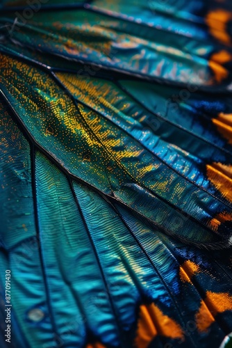 Wallpaper Mural  A tight shot of a blue-and-yellow bird's wing, adorned with water droplets Torontodigital.ca