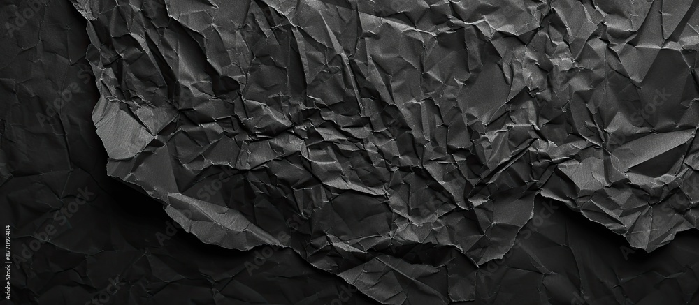Crumpled paper with a dark texture placed on a black background creates an eye-catching copy space image. Crumpled paper with a dark texture placed on a black background creates an eye-catching copy space image.