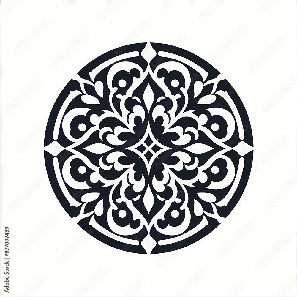 minimalist vector art single portuguese tile intricate patterns monochrome shades