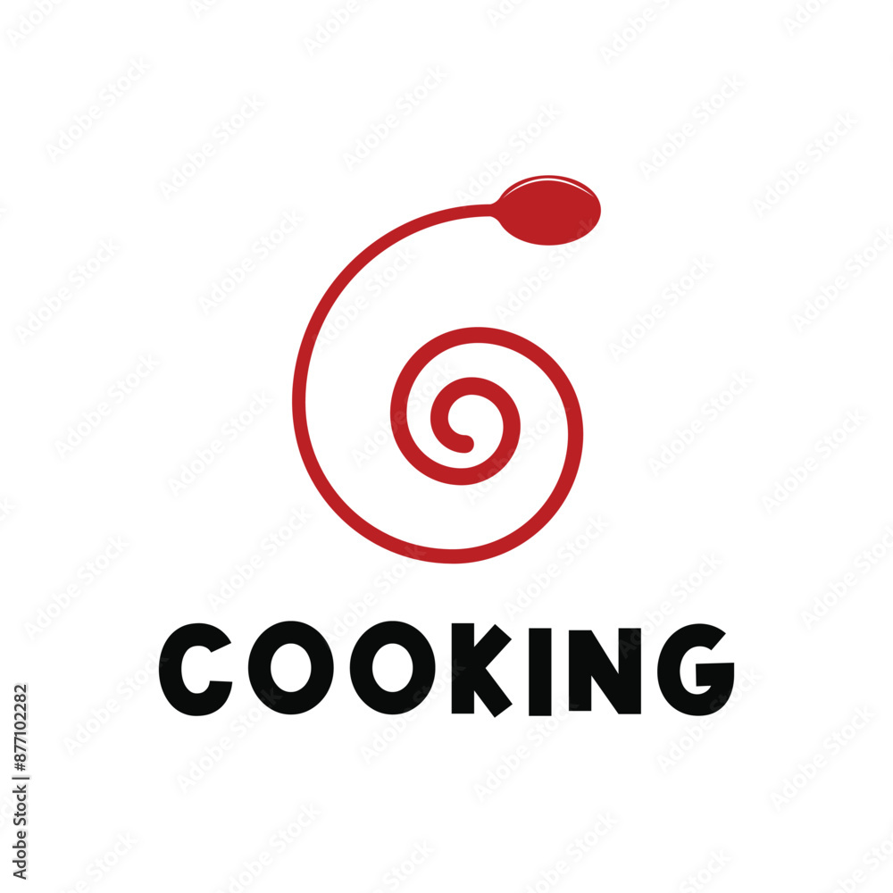 cooking logo design concept spiral with spoon icon cooking logo design concept spiral with spoon icon