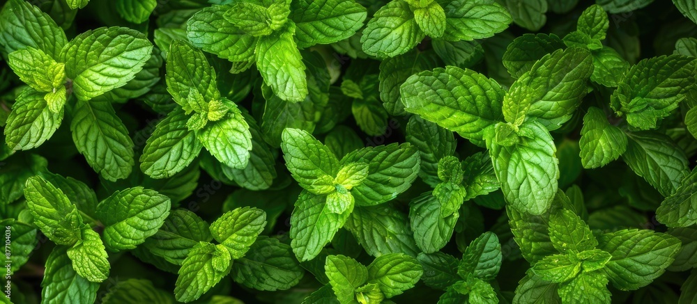 Peppermint, a hybrid of watermint and spearmint, is ideal for mint tea, culinary applications, and also complements salads, giving an exquisite touch to dishes. Suitable for copy space image. Peppermint, a hybrid of watermint and spearmint, is ideal for mint tea, culinary applications, and also complements salads, giving an exquisite touch to dishes. Suitable for copy space image.