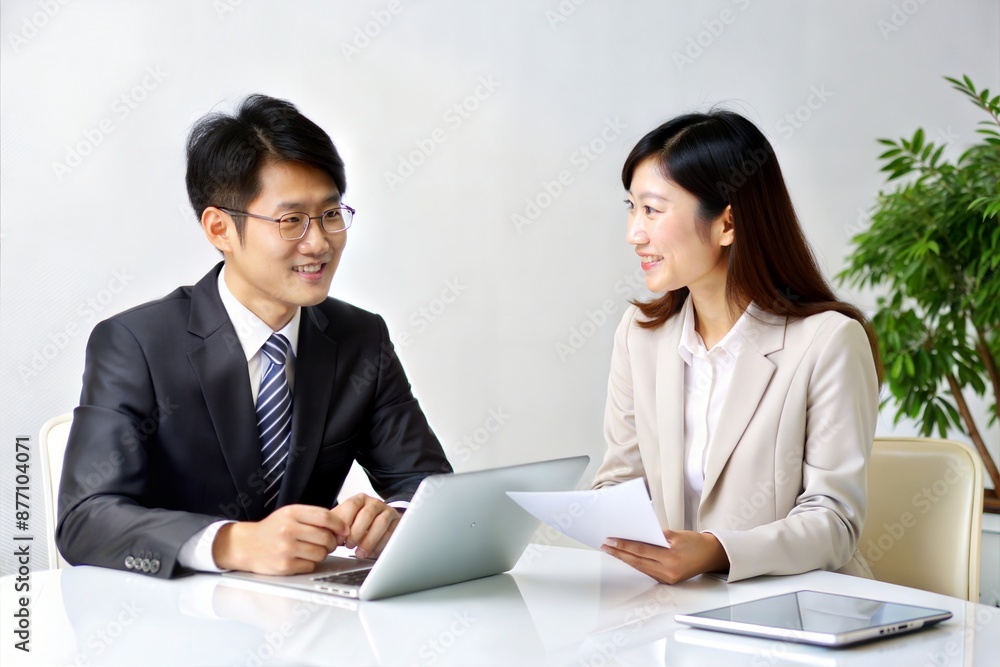 Confident Asian Insurance Agent Discussing Policy with Client
Confident Asian Insurance Agent Discussing Policy with Client