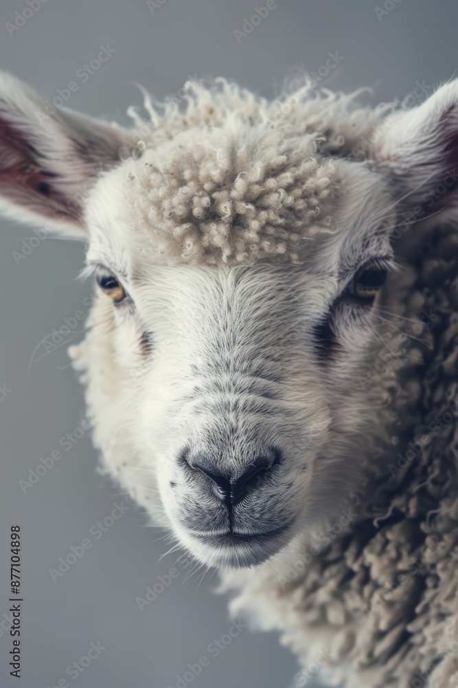 Obraz premium A tight shot of a sheep's visage, background softly blurred, focus gently on the face