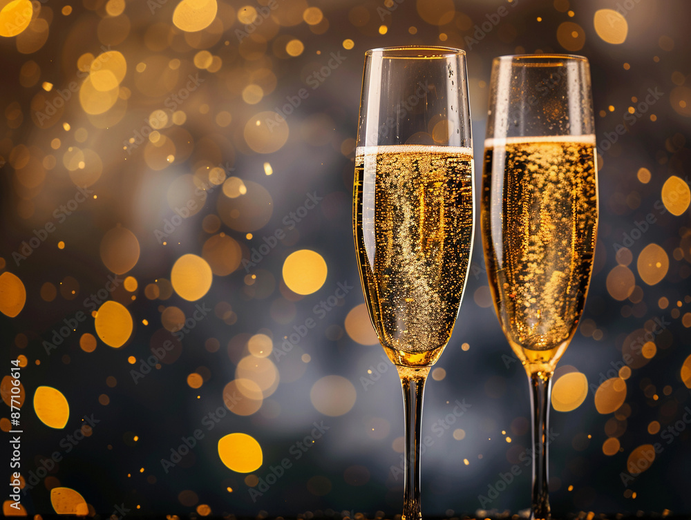 Two Glasses of Champagne With Bokeh Lights Two Glasses of Champagne With Bokeh Lights