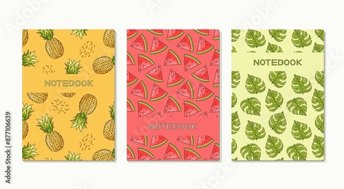Design of a summer tropical cover notebook, book