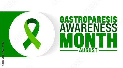 Gastroparesis Awareness Month is observed every year in August. Holiday concept. Template for background, banner, card, poster, placard, design template with unique shapes with standard color.