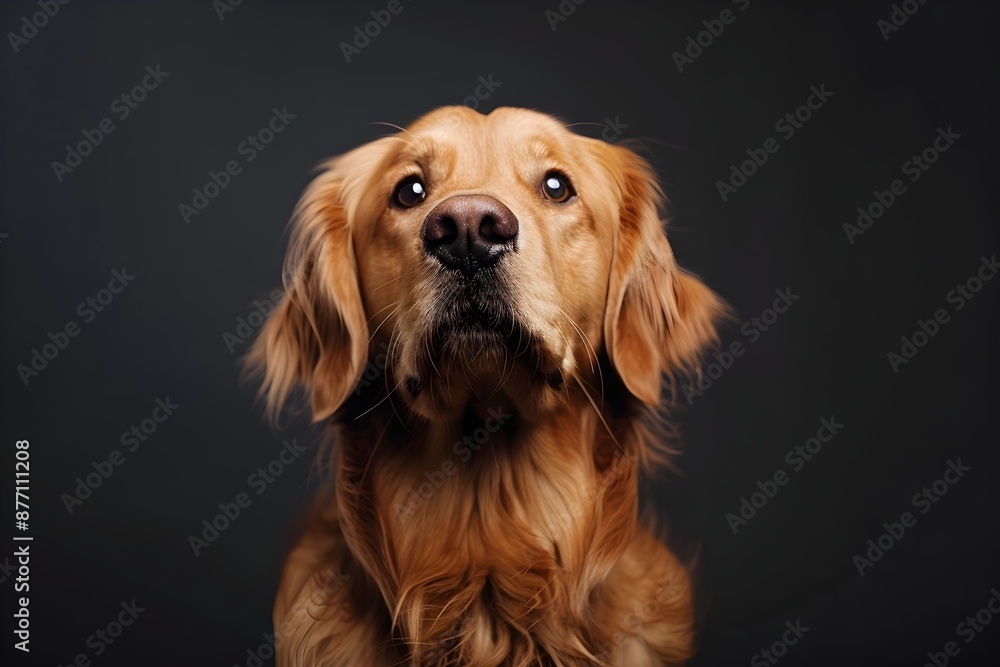 Closeup Portrait of Attentive Golden Retriever Dog