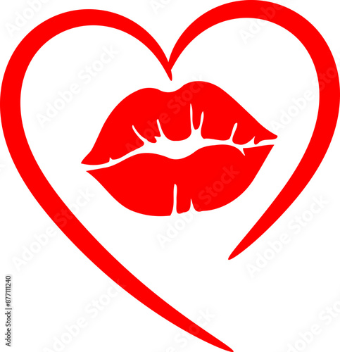 Kiss Pout in a Heart Vector Graphic Design