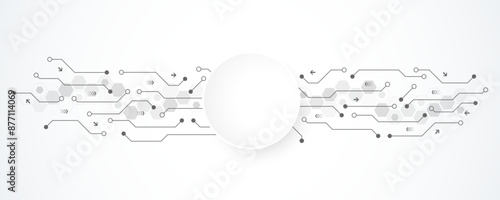 Abstract background with technology circuit board texture. Modern electronic motherboard texture. Engineering and communication concept for header, web banner, website, presentation.