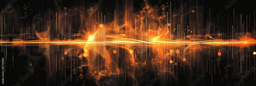 Abstract black and orange background with a soundwave design Abstract black and orange background with a soundwave design