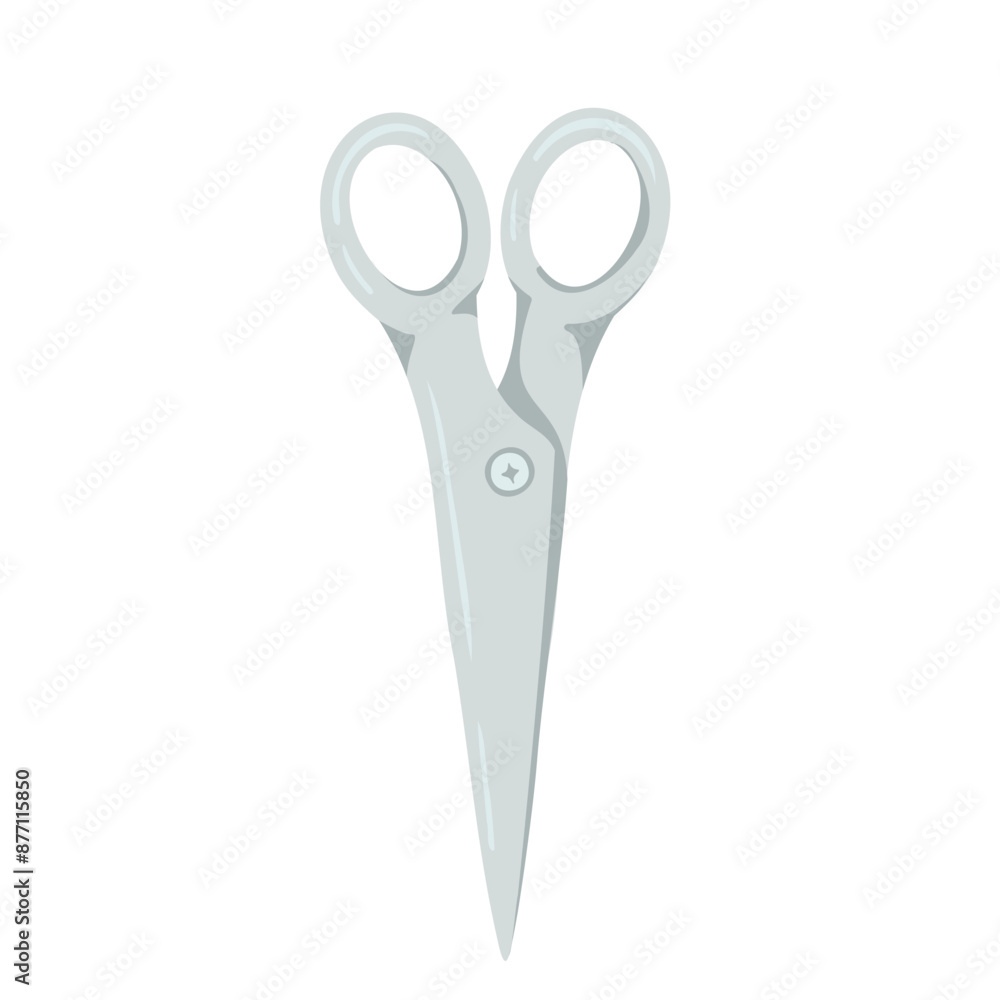 Closed scissors cartoon clipart. Vector flat silver shears. Isolated hand drawn illustration of paper cutters. Simple template for print and web design on white background. Closed scissors cartoon clipart. Vector flat silver shears. Isolated hand drawn illustration of paper cutters. Simple template for print and web design on white background.