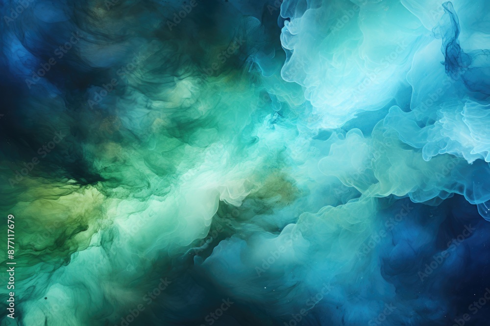 Hand painted watercolor background, black green and blue water green backgroun, generative IA Hand painted watercolor background, black green and blue water green backgroun, generative IA