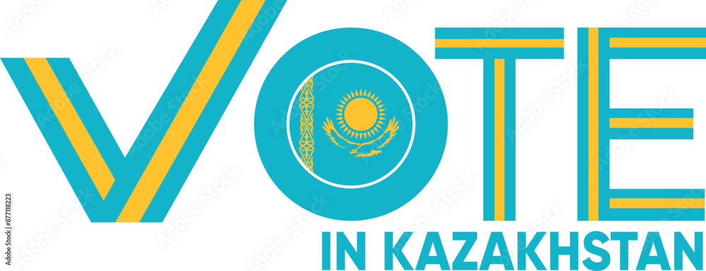Obraz premium vote word Kazakhstan or Kazakhstani with voting sign showing general election of Kazakhstan, vector illustration