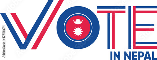 vote word Nepal or Nepali with voting sign showing general election of Nepal, vector illustration