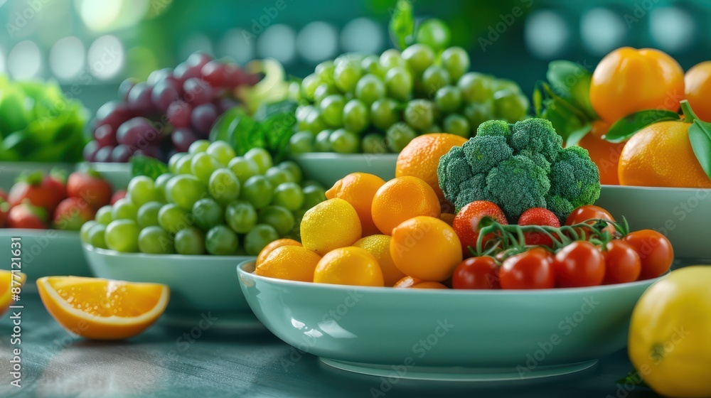 A Colorful Display of Fresh Fruits and Vegetables A Healthful and Nutritious Variety for Your Kitchen Counter A Colorful Display of Fresh Fruits and Vegetables A Healthful and Nutritious Variety for Your Kitchen Counter