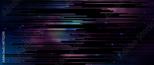 Trendy glitch pattern on dark background. Abstract geometric elements