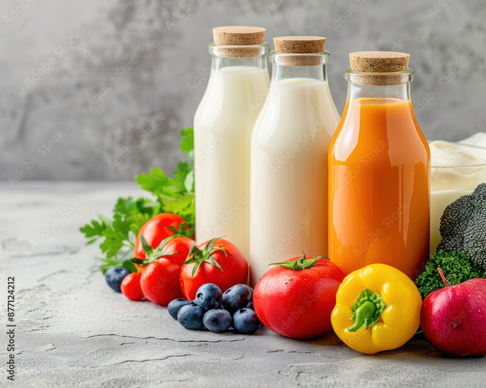 Fresh and Colorful Dairy Selection with Nutrient-Packed Ingredients, A Healthy and Delicious Choice for Your Daily Needs Fresh and Colorful Dairy Selection with Nutrient-Packed Ingredients, A Healthy and Delicious Choice for Your Daily Needs