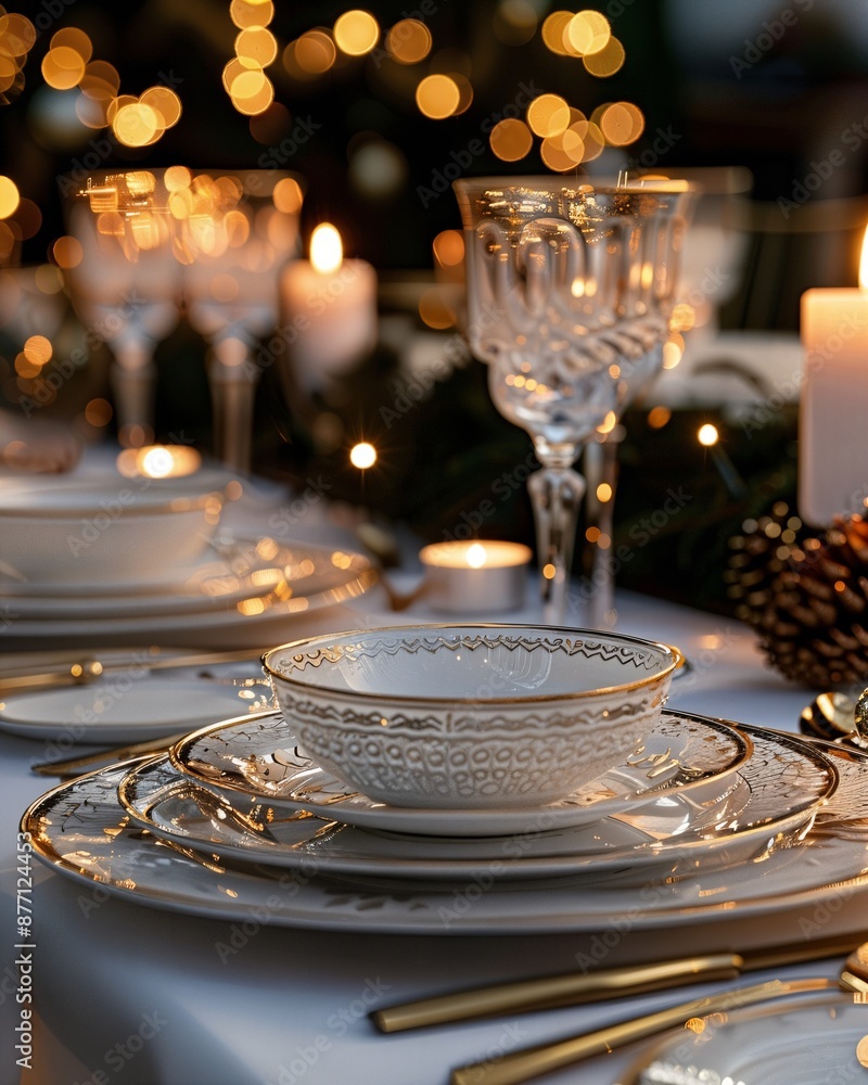 a white table topped with plates and silverware a white table topped with plates and silverware