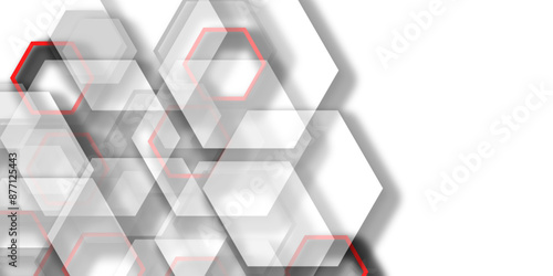 Background with white, and grey hexagonal lines, Abstract 3d hexagonal background. Science Technologic Hexagonal Pattern abstract background with paper texture and futuristic business concept design.
