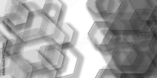 Background with white and grey hexagonal lines, Abstract 3d hexagonal background. Science Technologic Hexagonal Pattern abstract background with paper texture and futuristic business concept design. 