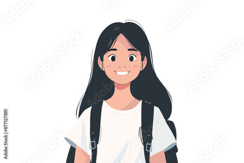 Portrait smiling of teen student girl of Asian ethnic isolated vector style