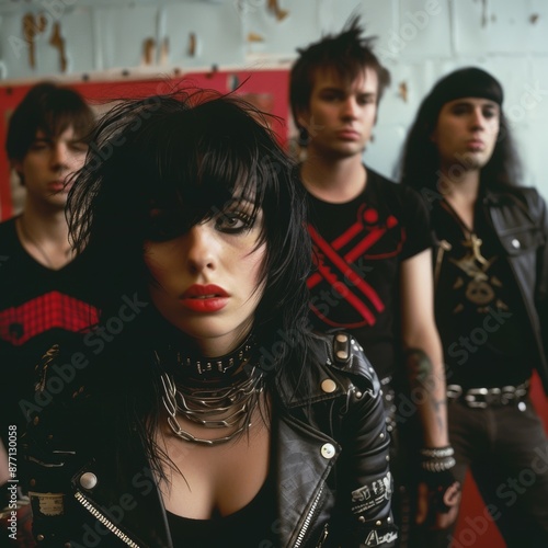 a punk band with a lead singer of a female with black hair